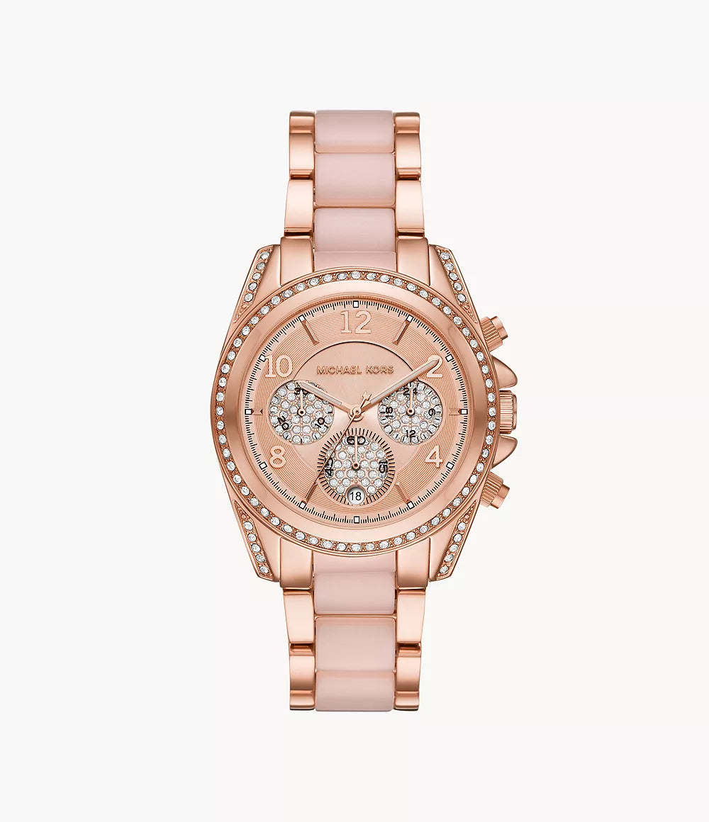 Michael Kors Blair Rose Gold Dial Two Tone Steel Strap Watch For Women - MK5859