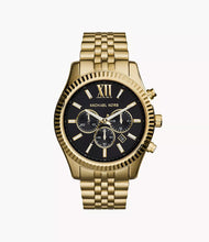 Load image into Gallery viewer, Michael Kors Lexington Men's Gold-Tone Black Dial