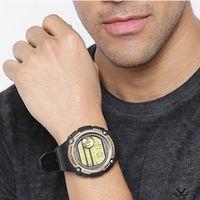 Load image into Gallery viewer, CASIO DIGITAL WRLD TIME BLACK/GOLD BEZEL