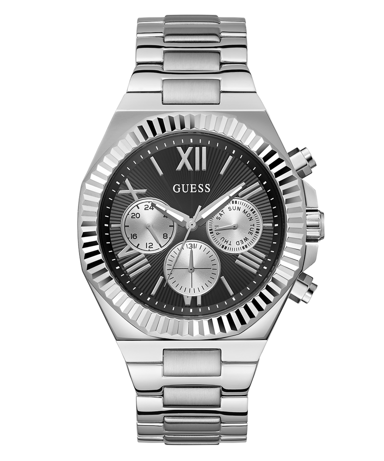 GUESS Mens Silver Tone Multi-function