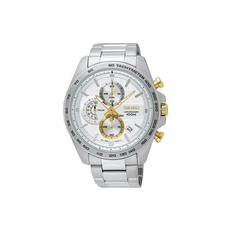 SEIKO NEO SPORTS CHRONO MENS SS/WHITE/GOLD